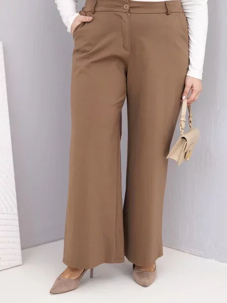 Pantaloni Kesi Włoski cu talie înaltă alb