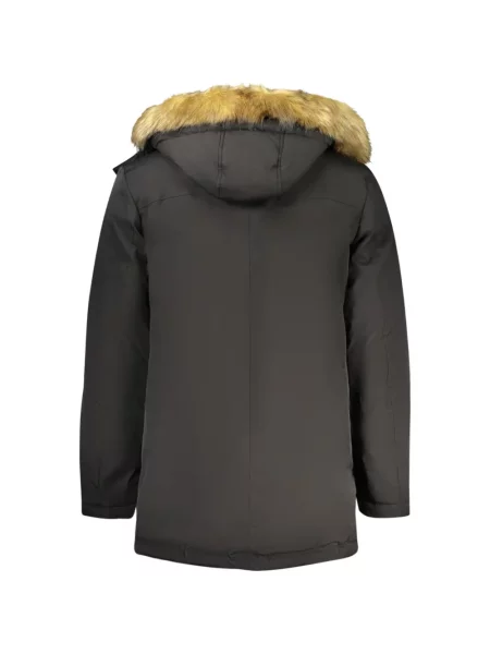 Geacă parka Guess cu glugă cu blană negru