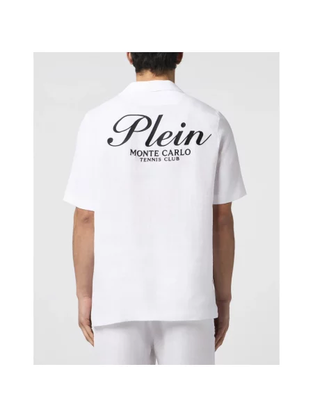 Lniana koszula Philipp Plein do tenisa biała