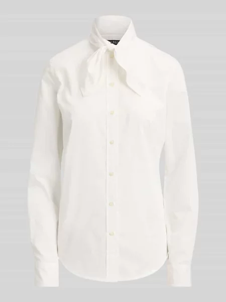 Bluzka casual o kroju regular fit z czystej bawełny z kokardą Lauren Ralph Lauren biała