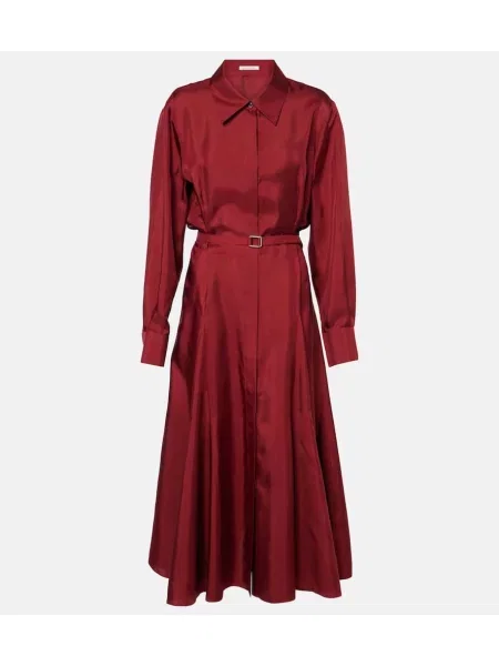 Jedwabna sukienka koszulowa Emilia Wickstead garniturowa bordowa