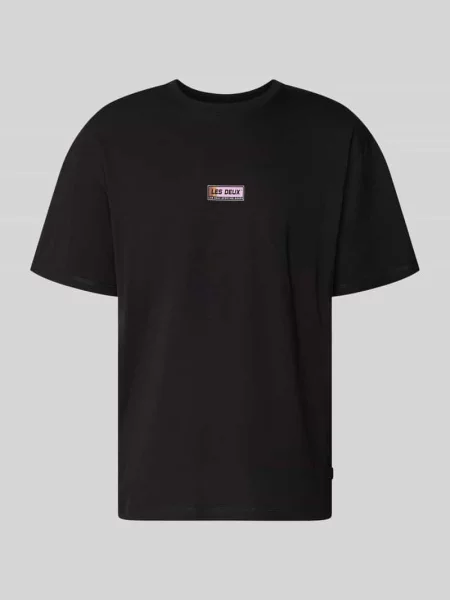 T-shirt z nadrukiem logo model Chase' Les Deux czarna