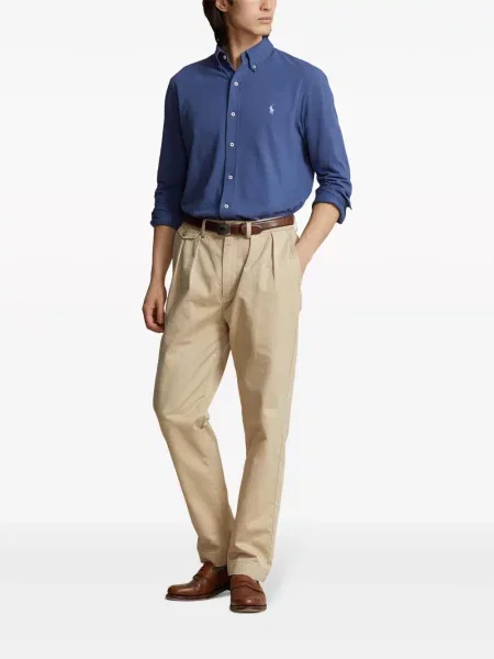 Gėlėtos raštuotos lininiai polo marškinėliai Polo Ralph Lauren balta