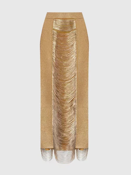 Юбка миди Alexander Mcqueen с бахромой желтая