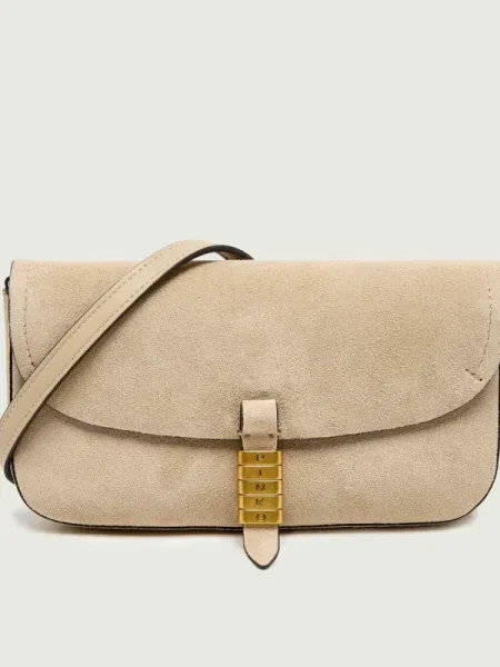 Rucsac Pinko din piele plic bej