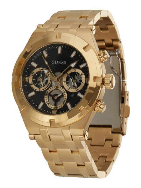 GUESS Ceas analogic CONTINENTAL auriu negru