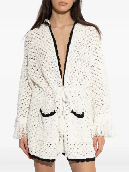 Cardigan Akep cu glugă alb