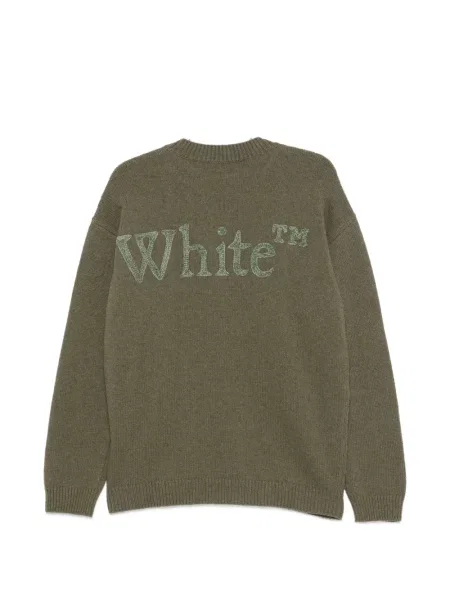 Pulover Off-white cu broderie alb