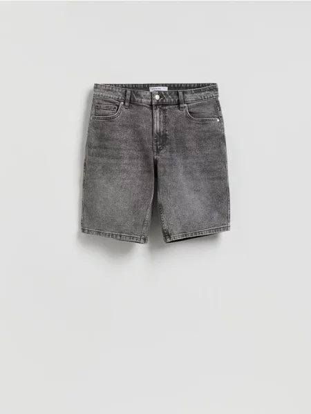 Reserved Pantaloni scurți straight din denim deschis gri