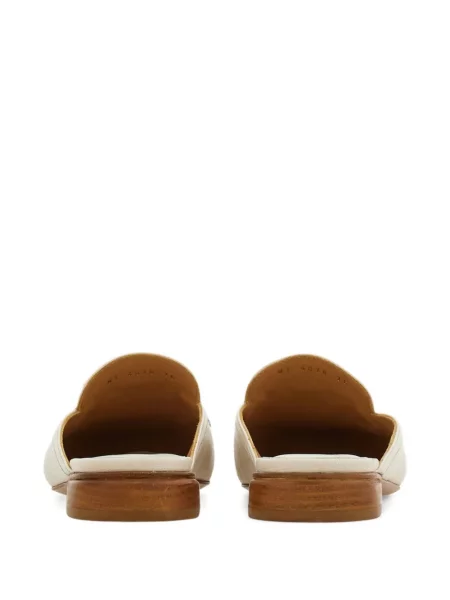 Papuci tip mules Ferragamo cu franjuri alb