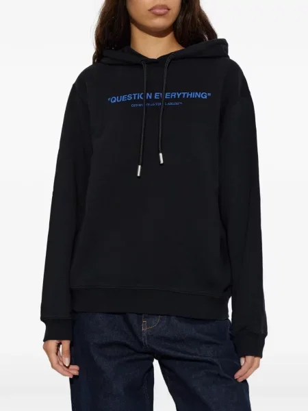 Hanorac cu glugă Off-white cu imagine alb