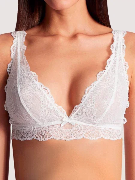 Кружевной бралет с мягкой чашкой білий