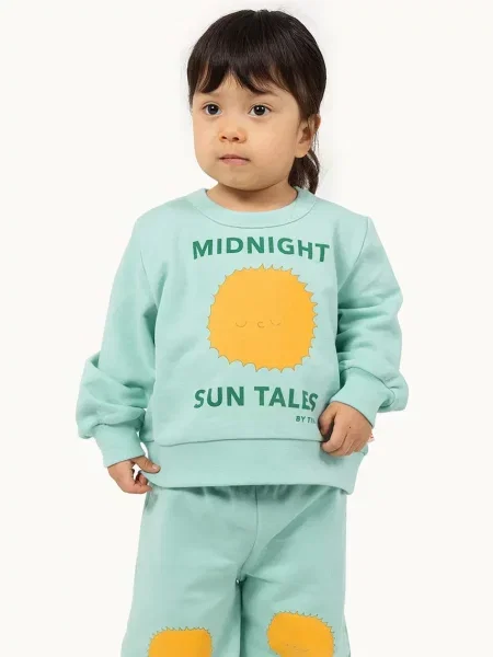 Tinycottons Dětská mikina SUN TALES GRAPHIC BABY SWEATSHIRT zelená