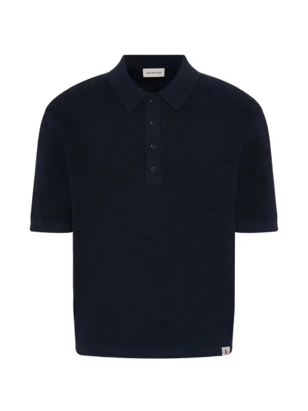 Tricou polo Calvin Klein Jeans tricotate albastru