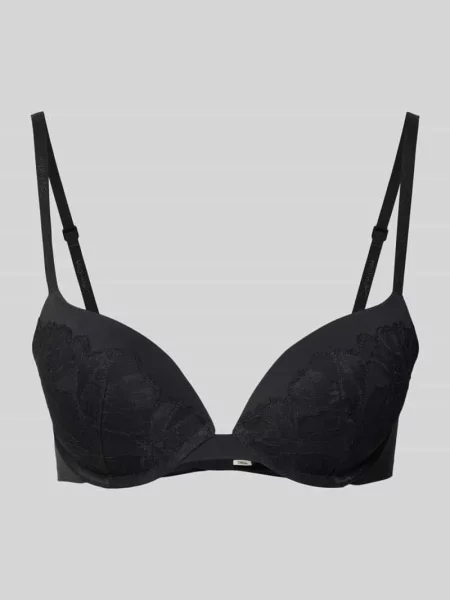 Biustonosz o kroju regular fit z obszyciem koronką model ‘Plunge’ Calvin Klein Underwear czarny