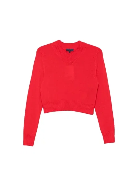 Dzianinowy sweter Soeur z dekoltem w serek czerwony