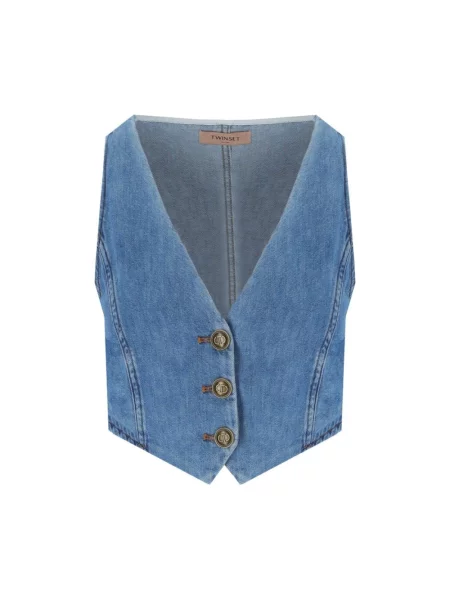 Twinset kamizelka jeansowa niebieska