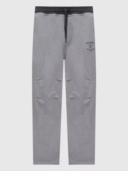Спортивные штаны Brunello Cucinelli с вышивкой серые