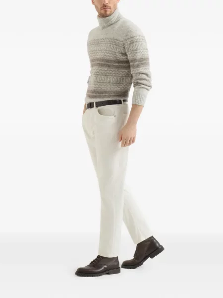 Blugi Brunello Cucinelli cu 5 buzunare alb