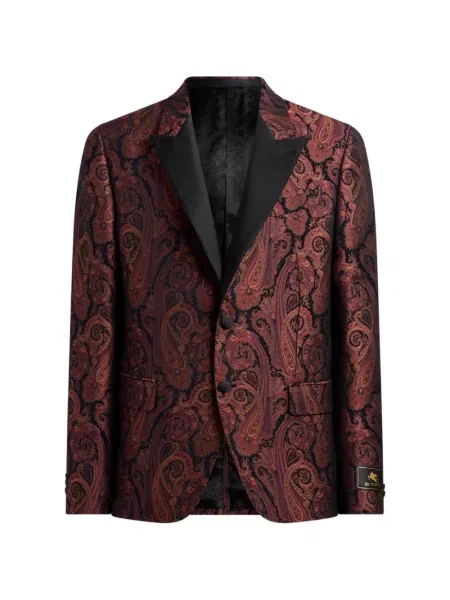 Geacă Etro cu model paisley din jacard roșu