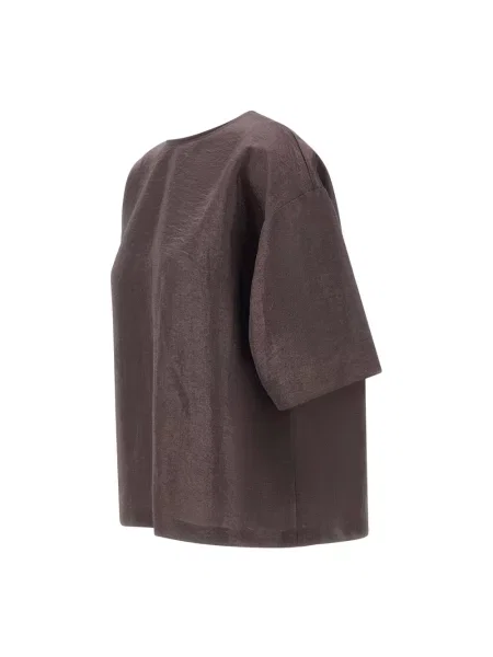 Lniana bluzka Boss brązowa