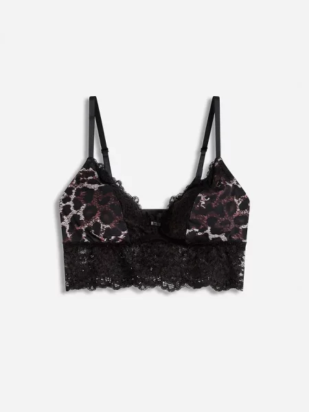 Biustonosz bustier z trójkątnymi miseczkami z koronką czarny