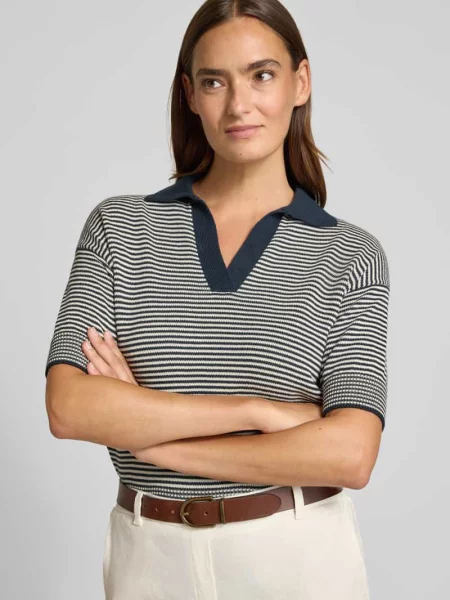 Koszulka z dzianiny o kroju regular fit z czystej bawełny model ALBERO' Weekend Max Mara granatowa