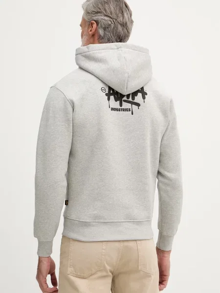 ALPHA INDUSTRIES Tréning póló Signature világosszürke / fekete szürke