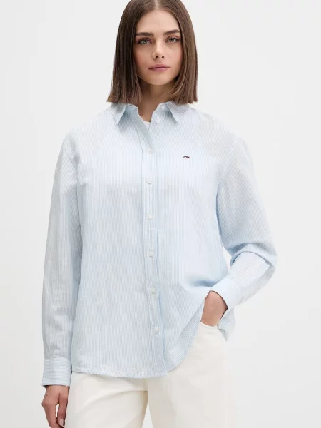 Tommy Jeans Cămașă de damă cu in albastru