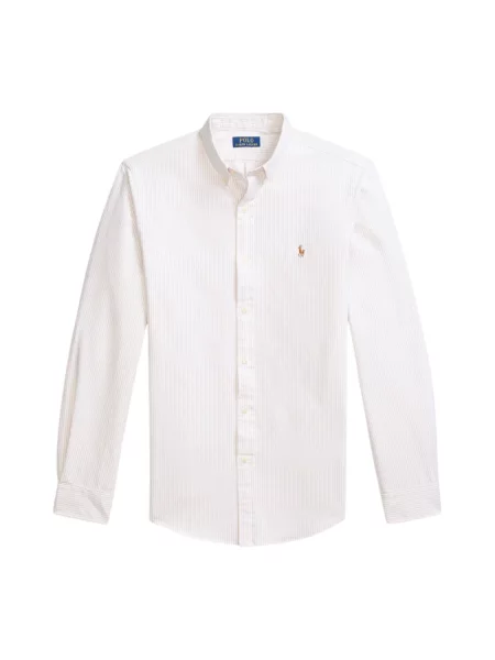Ralph Lauren Koszule Mężczyzna Żółty Paski Oxford Koszula Beige/Khaki beżowa