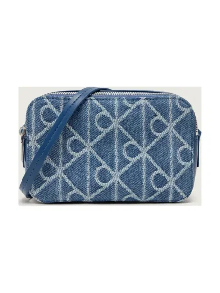 Geantă Calvin Klein Emblem Aop Denim Cam Blue Universal albastru