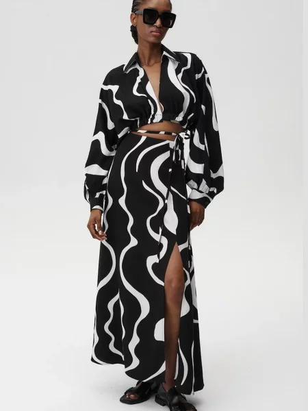 Undress Code spódnica z domieszką lnu Athena Skirt multicolor maxi prosta