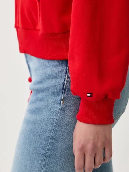 Суичър с качулка Tommy Hilfiger с качулка червено