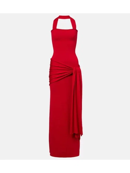 Rochie maxi Aya Muse de mătase de costum roșu