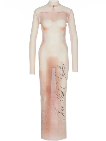 Rochie maxi Jean Paul Gaultier plasă lungă de costum