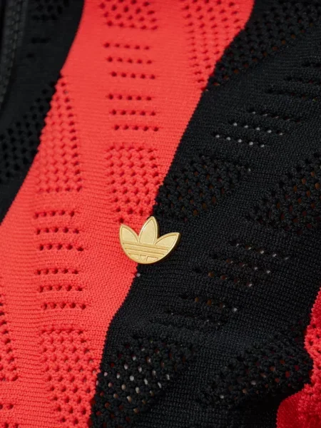 Szorty Adidas w paski z autografem sznurowane brązowe