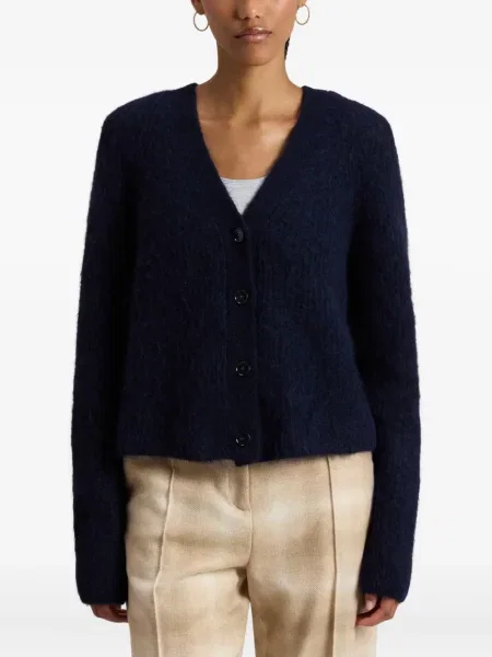 Cardigan Woolrich cu decolteu în V albastru