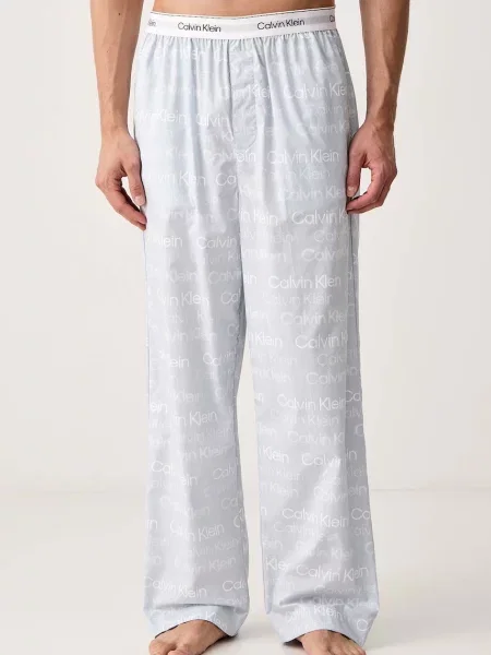 Calvin Klein Underwear Hosszú pizsama pasztellkék / fehér kék