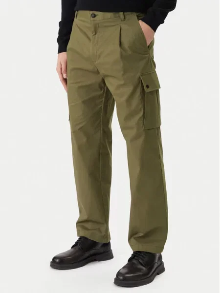 HUGO Spodnie materiałowe Craysen Khaki Straight Fit
