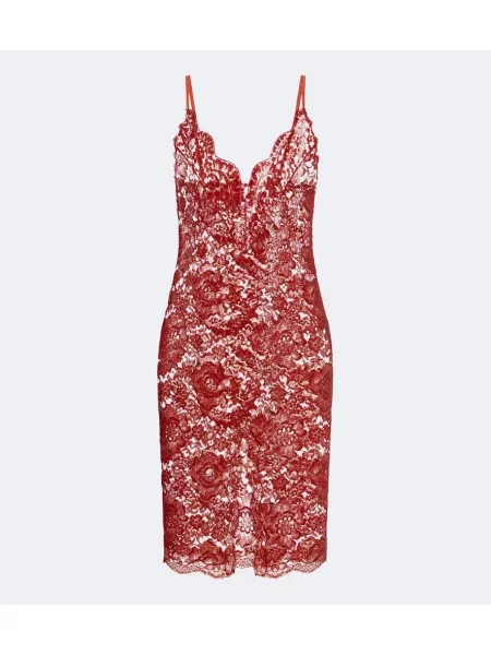Sukienka Saint Laurent koronkowa pomarańczowa