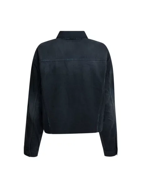 Lniana kurtka jeansowa Balenciaga niebieska