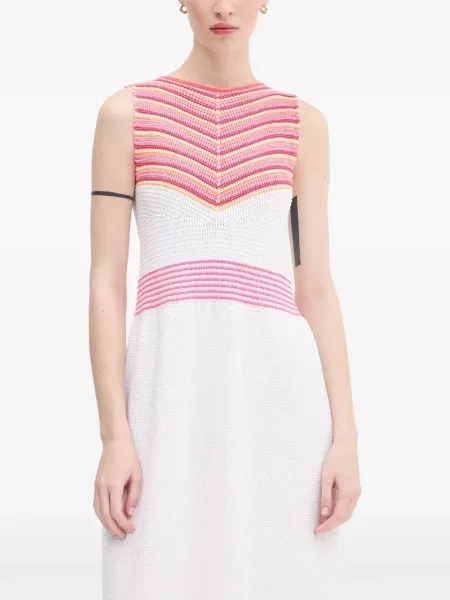 Rochie midi Benetton fără mâneci tricotate alb