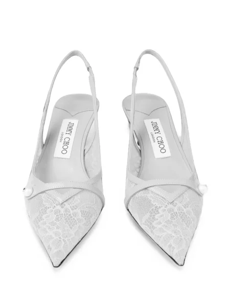 Pantofi cu toc Jimmy Choo din dantelă slingback alb
