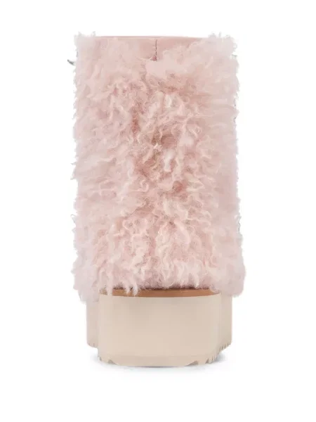 Botine Love Moschino cu platformă din piele de oaie roz