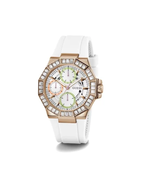 Lniany zegarek Guess biały