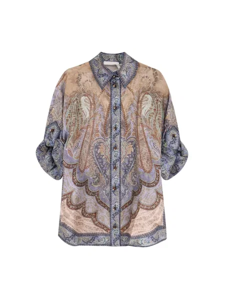 Krótka wielobarwność koszula Zimmermann z krótkim rękawem