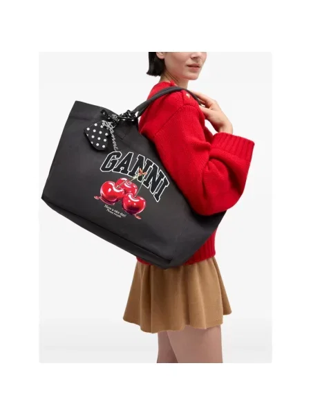 Ganni Torebki Kobieta ONE SIZE Średnia Torba Tote Cherry czarny