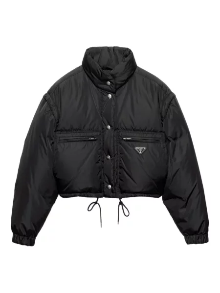 Kołnierzykowy kurtka puchowa Prada o krotszym kroju czarna