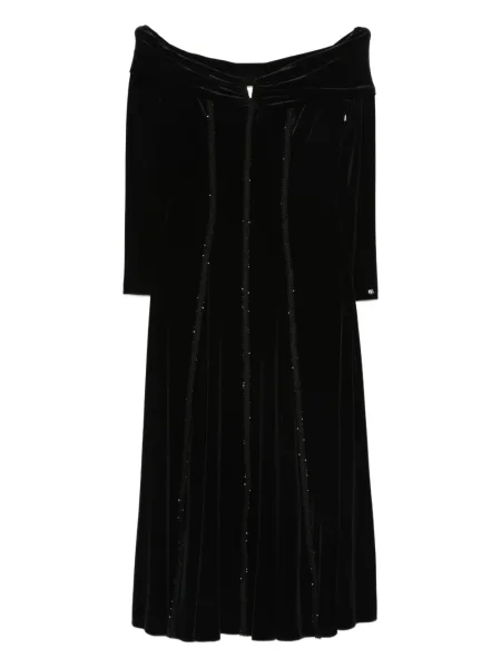 Rochie midi Nissa de cristal până la genunchi de costum negru