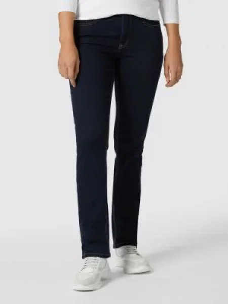 Jeansy o kroju feminine fit z 5 model ‘MELANIE’ Mac granatowe